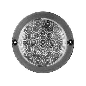 LED 12V Black Chrome Stop/Tail Light With Clear Lens (130mm Round) 