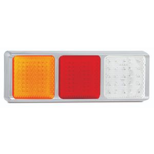 LED 12-24V Combination Tailight With Reverse Light And Chrome Housing