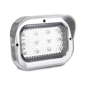LED 12-24V Grommet Mounted Stop/Tail Light With Clear Lens & Chrome Hooded Bezel 