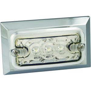 LED 12V White Front End Outline Marker Light With Chrome Housing (96 X 58 X 18mm)