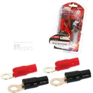 Aerpro 4 Ga Ring Terminal (2 Red, 2 Black)  
