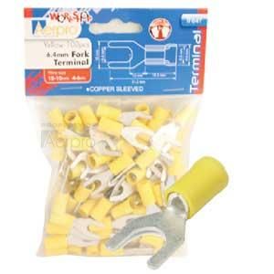 Aerpro Yellow 6.4mm Fork Crimp Terminal (Pack Of 100)