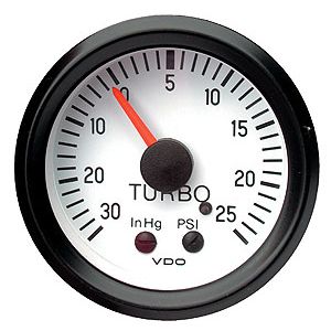 VDO 52mm Turbo Charger Pressure Gauge With White Face 