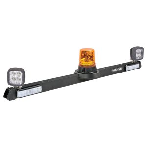 Narva 1.2m Mine Bar With 12V Optimax Beacon, 10-30V LED Combination Tailights, Reverse & Work Lights