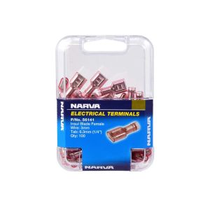 Narva  Red Hi-Temp 6.3mm Fully Insulated Female Blade Crimp Terminal (Pack Of 100) 