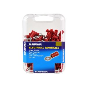 Narva Red 4.3mm Eye Crimp Terminal (Pack Of 100)  