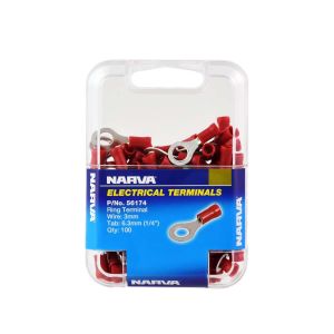 Narva Red 6.3mm Eye Crimp Terminal (Pack Of 100) 