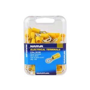Narva Yellow 6.3mm Eye Crimp Terminal (Pack Of 100) 