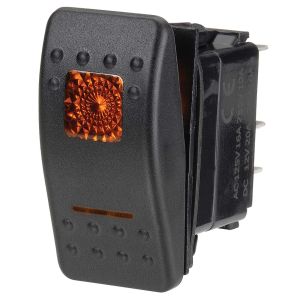 Narva SPST 20 Amp Off/Mom On 12V Amber Illuminated Sealed Rocker Switch (Blister Pack Of 1) 