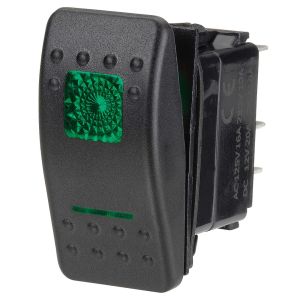 Narva SPST 20 Amp Off/Mom On 12V Green Illuminated Sealed Rocker Switch (Blister Pack Of 1) 