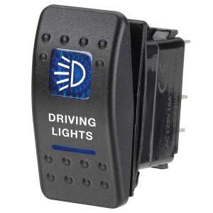 Narva SPDT 20 Amp Off/On 12V Blue Illuminated Driving Light Sealed Rocker Switch (Blister Pack Of 1)