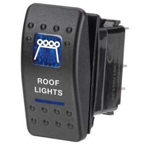 Narva SPDT 20 Amp Off/On 12V Blue Illuminated Roof Lights Sealed Rocker Switch (Blister Pack Of 1) 