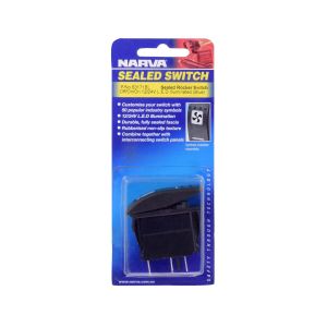 Narva DPDT Off/On/On 12-24V Blue LED Illuminated Sealed Rocker Switch (Blister Pack Of 1) 