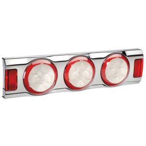 Narva 9-33V LED Combination Tailight With  LED Tailight Rings, Rev Light & Chrome Housing (537 X 134 X 49mm)