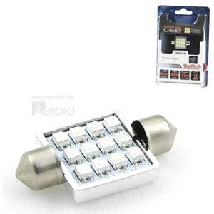 Aerpro 12V 36mm 12 SMD White LED Interior Hyperformance Festoon Globe (Blister Pack Of 1) 