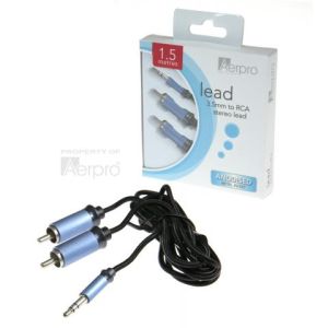 Aerpro Premium Level 1.5m Lead With 3.5mm Stereo Plug To 2 Male Rca Plugs 