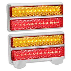 LED 12-24V Combination Tailight Kit With Chrome Bracket, Clear Lenses And Number Plate Light 