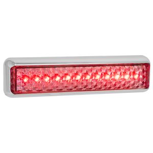 LED 12-24V Stop/Tail Light With Clear Lens & Chrome Bracket (200 X 50 X 28mm) 