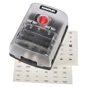 Narva 6 Way Std Blade Fuse / Plug In Type Circuit Breaker Block With Single Grounding & Dual Power Inputs