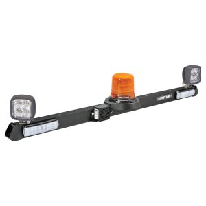 Narva 1.2m Mine Bar With 12-24V LED Beacon, LED Combo/Tail & Rev Lights, LED Worklights & 97dB Reverse Alarm