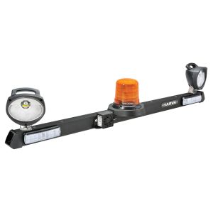 Narva 1.2m Mine Bar With 12-24V LED Beacon, LED Combo/ Tail/Rev Lights, LED Worklights & 97dB Reverse Alarm