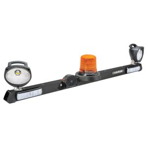 Narva 1.2m Mine Bar With 12-24V LED Beacon, LED Tailights, Mini Senator Worklights & 92dB Broad Band Rev Alarm