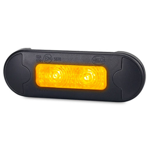 HELLA 12-24V FLUSH MOUNT AMBER FRONT END OUTLINE MARKER LIGHT (84 x 29 x 9mm)