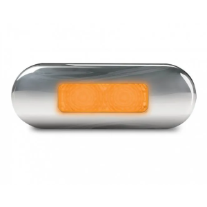 Hella 12-24V Flush Mount Amber Front End Outline LED Marker Light With Stainless Steel Rim 