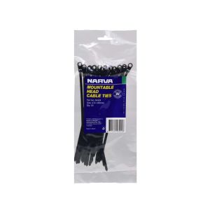 Narva 200mm X 4.8mm Black Screw Mount Cable Tie (Pack Of 25) 