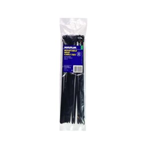 Narva 385mm X 7.6mm Black Screw Mount Cable Tie (Pack Of 25) 