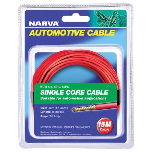 Narva 3mm Red Single Core Cable (Blister Pack Of 15m) 