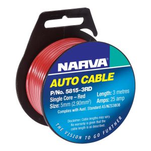 Narva 5mm Red Single Core Cable (3m Roll)  