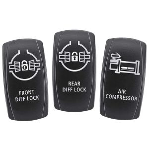 Narva Front Diff Lock, Rear Diff Lock & Air Compressor Rocker Switch Actuator Panel Set 