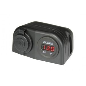 Aerpro Black Surface Mount Dual Accessory Socket/ Dc Volt Gauge 