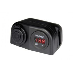 Aerpro Black Surface Mount Dual USB/Dc Volt Gauge 