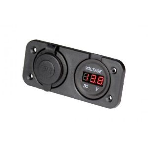 Aerpro Black Flush Mount Dual Accessory Socket/ Volt Gauge 