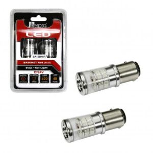 Aerpro 12-24V 48 SMD Red Bay15D Stop/Tail LED Globe (Blister Pack Of 2) 
