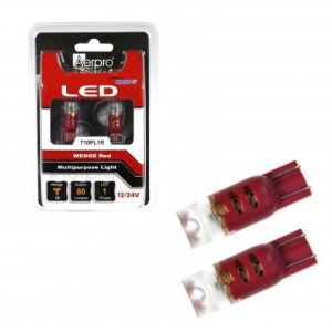 Aerpro 12-24V T10 Red LED Wedge Globe (Blister Pack Of 2) 