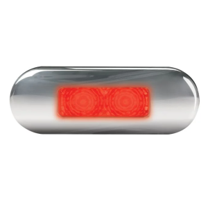 HELLA 12-24V FLUSH MOUNT RED REAR END OUTLINE LED MARKER LIGHT WITH STAINLESS STEEL RIM 