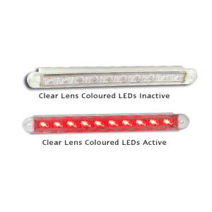 LED 12V Stop/Tail Strip Light With Clear Lens (237 X 25 X 3mm) 