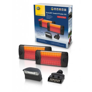Hella 12-24V Duraled Combination Tailight Kit (With LED Number Plate Light  & 7 Pin Flat Trailer Plug)