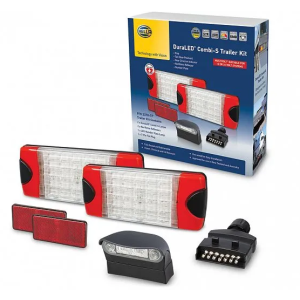 Hella 12-24V Duraled Combination Tailight Kit (With LED Number Plate Light  & 7 Pin Flat Trailer Plug