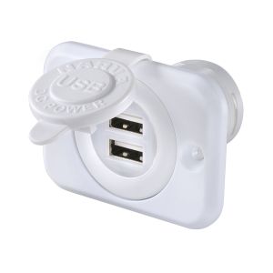 Narva White Heavy Duty Flush Mount Dual USB Socket (Pack Of 25) 