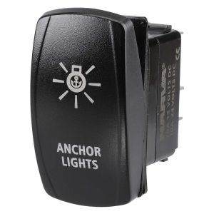 Narva Anchor Lights SPDT Off/On 12-24V Blue LED Sealed Rocker Switch (Blister Pack Of 1) 