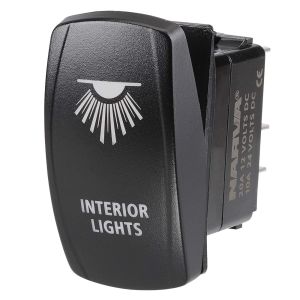 Narva Interior Lights SPDT Off/On 12-24V Blue LED Sealed Rocker Switch (Blister Pack Of 1) 