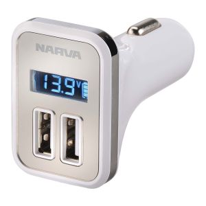 Narva Dual USB Adaptor With LED Volt/Amp Meter (Blister Pack Of 1) 