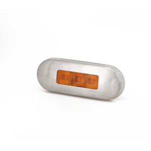 LUCIDITY 12-24V AMBER MARKER LIGHT WITH CHROME BEZEL (85 x 29 x 12mm)