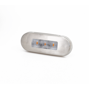 LUCIDITY 12-24V AMBER MARKER LIGHT WITH CLEAR LENS AND CHROME BEZEL (85mm x 29 x 12mm)