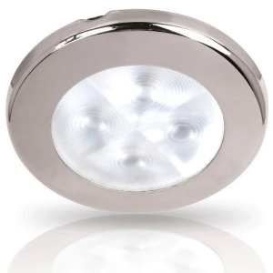 Hella 24V Rakino White LED Downlight With Spread Beam & Polished Stainless Rim 