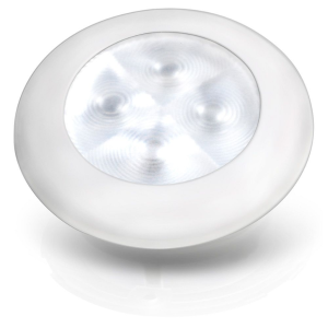 Hella 12V LED Round Courtesy Light With White Plastic Rim